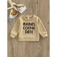 thumbnail image 2 of Infant Baby Boys Girls Outfits Crewneck Sweatshirt Mama's Coffee Date Letter Pullover Sweater Fall Winter Clothes, 2 of 8