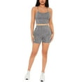 thumbnail image 3 of Casual Solid Spaghetti Strap Sleeveless Grey Womens Cami Top & Biker Shorts Set (Women's), 3 of 5