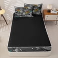 thumbnail image 4 of Castle Fairy Dinosaur Monster Truck Zipper Twin Comforter Sets with Fitted Sheet and 2 Pillowcases,Racing Flag Print Zipper Bedding Set,Gray Green,4-Piece,Black Reversible, 4 of 6