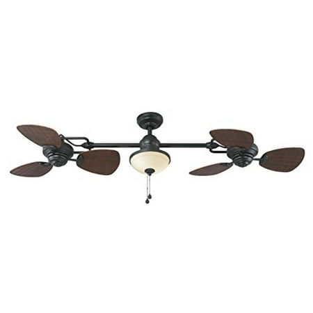 Harbor Breeze Twin Breeze Ii 74 In Oil Rubbed Bronze Outdoor Downrod Ceiling Fan