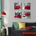 thumbnail image 2 of Red Wall Art Ruby Red Rose Flower Picture Wall Decor for Couple Bedroom Dining Room Black and Red Canvas Prints Floral Love Theme Paintings Modern Artwork Bathroom Home Decoration 16x16\u201d 4 Pieces, 2 of 6