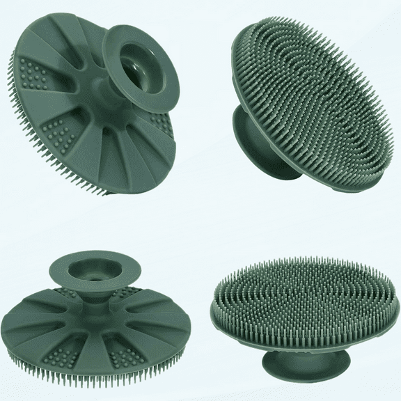 1 Pack Silicone Sponge Dish Brush Sponges Washing Kitchen Scrubber Suction Cup Cleaning Smart Kitchen Gadgets Brush Scrubber for Dishes Fruit Vegetable (Green