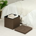 thumbnail image 1 of PINPLUS 12.6" Storage Ottoman Cube, Toy Chest Folding Footrest for Living Room Seat, Linen Brown, 1 of 7