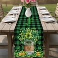 thumbnail image 4 of St. Patrick's Day Table Runner - 70 Inch Long Green Clovers Coin Buffalo Plaid Cotton and Linen Blended Dress Scarves Farmhouse Table Runner for Kitchen Dining, Coffee Table, 13" x 70", 4 of 8