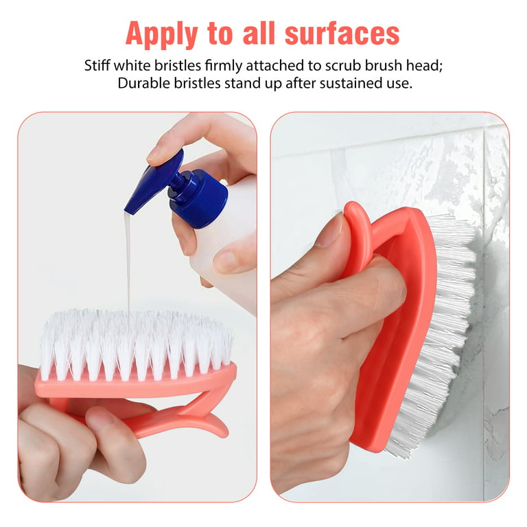 Scrub Brush Set of 3pcs - Cleaning Shower Scrubber with Ergonomic Handle  and Durable Bristles - Grout Cleaner Brush - Scrub Brushes for Cleaning