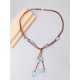 thumbnail image 3 of Collar largo con colgante turquesa étnico para mujer, cadena de cuero con cuentas de piedra azul Natural Irregular hecha a mano, joyería Bohemia, 3 of 4