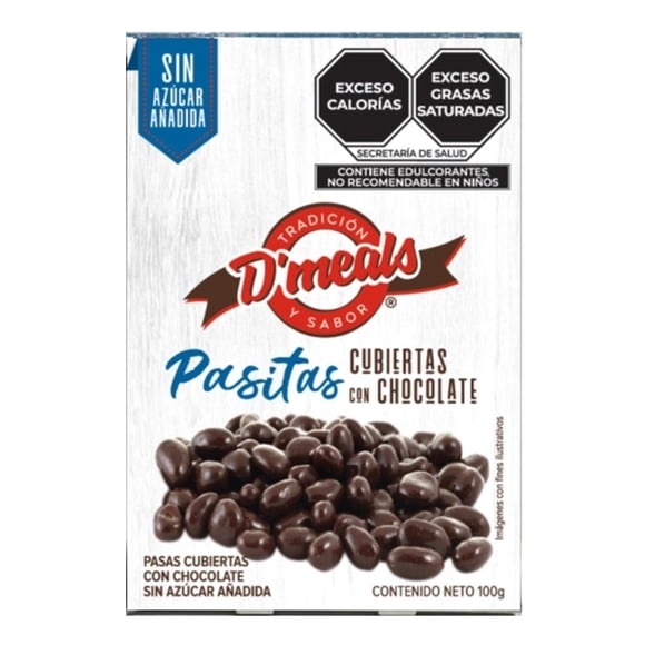 Pasitas D´Meals Cubiertas Con Chocolate Sin Azúcar 100g
