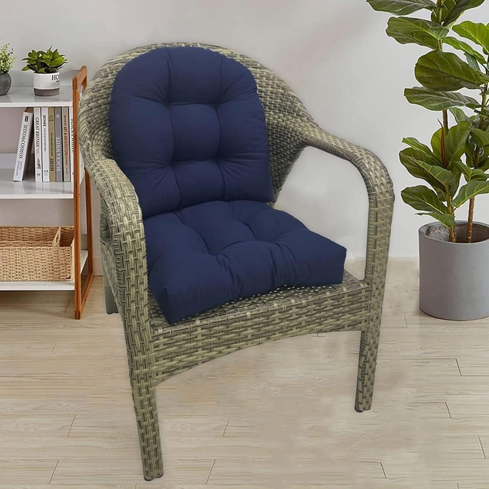 2 Pack Outdoor Chair Seat Cushions Waterproof 18x18 U Shaped Thickened Tufted Patio Furniture Navy Blue