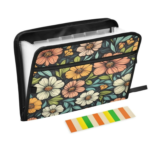 Organ Folder 14.2 x 0.8 x 10.6 Inches 13 Separate Pockets A4 Size Documents Folder A Sort Storage File Manager For The Home Office Beautiful Flowers Seamless1