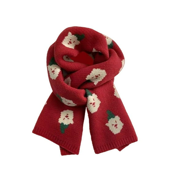 TEAJOPSUU Christmas Scarf for Women Lightweight Elegant Xmas Tree Print Scarf Winter Warm Knit Scarves Christmas Gift B-Red