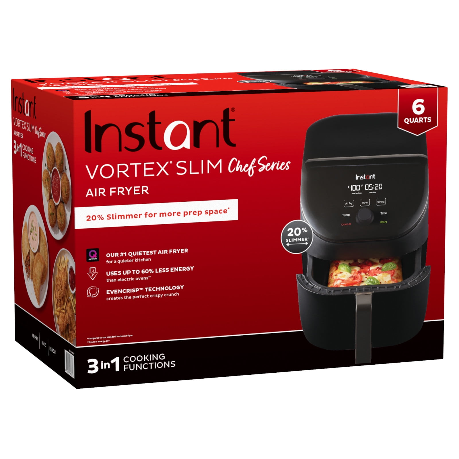 Instant Vortex Slim 6Qt Compact Air Fryer with Quiet Mark 