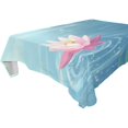 thumbnail image 2 of 60x90 Inch Tablecloth Polyester Square Tablecloth for Home Kitchen Dinner Decor Lotus Flower and Leaves, 2 of 9