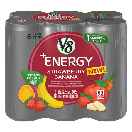 V8 +Energy Strawberry Banana Juice - 6pk/8 fl oz Cans