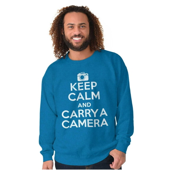 Keep Calm Carry A Camera Photographer Sweatshirt for Men or Women Brisco Brands 2X