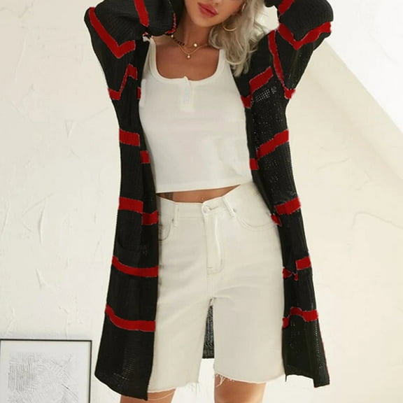 Aayomet Long Cardigan Sweaters For Women Womens Casual Lightweight Long Sleeve Cardigan Flowy Soft Open Front Knit Cardigan Sweaters,Red S-XXL