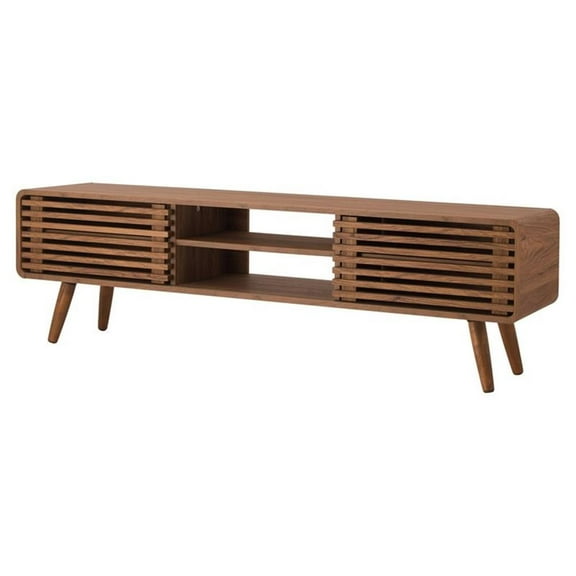 Pemberly Row 58" Mid-Century Wood Low-profile TV Stand in Brown