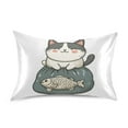 thumbnail image 7 of Yayeee Pillowcase Standard Size Set of 2 Satin Wrinkle Resistant Pillow Case, Beige Cute Cat, 7 of 7