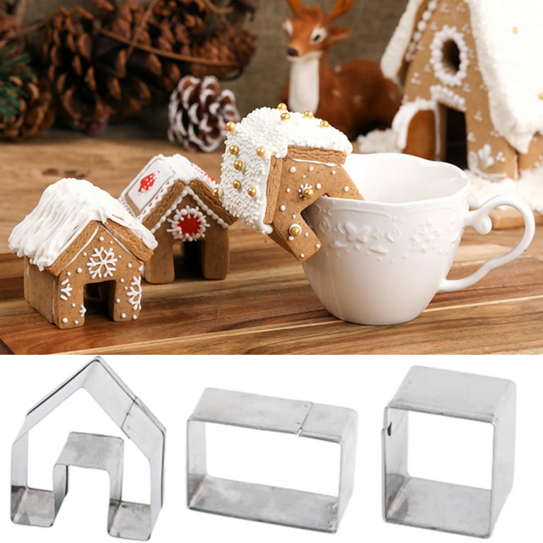 Besufy Cookie Cutter 3Pcs Christmas Gingerbread House Biscuit Cutter Metal  Cookie Pastry Mold Tool 