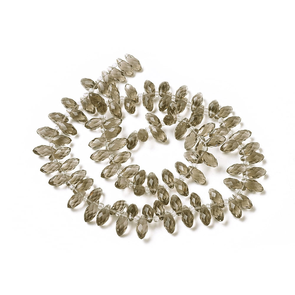Crystal Glass Beads Strands Top Drilled Beads Faceted Teardrop Dark Gray 13x6mm Hole: 1mm about 100pcs/strand 16.5 inch