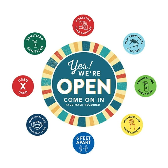 Koyal Wholesale Temporary Store Office Hours for Social Distancing Yes! We're Open, Face Mask Required, 50 Labels