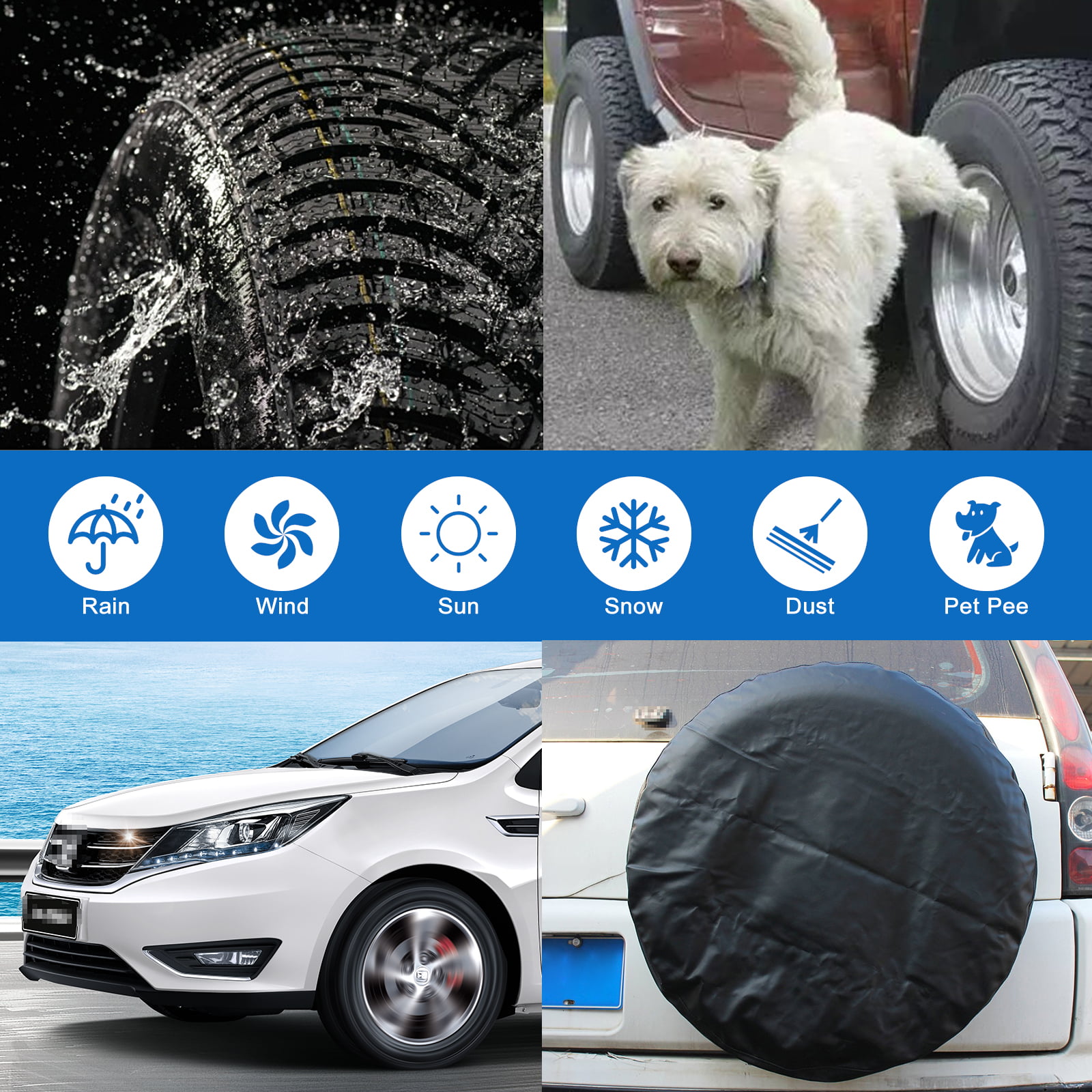 4pcs Wheel Tire Covers, EEEkit Waterproof Motorhome Wheel Covers for 27-  29inch Tire Diameters, UV Coating Tire Protectors Fit for RVs, Trailers,  Campers, Cars, and Trucks