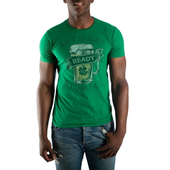 Let's Get Ready To Stumble Drinking Men's Green T-Shirt Tee Shirt-X-Large