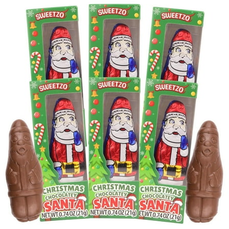 Christmas Chocolatey Santas, Stocking Stuffer Candy, Pack of 6, 0.74 Ounce per Box