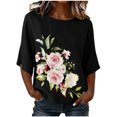 thumbnail image 2 of Favoffer Women's Printed Round Neck 3/4 Sleeve Blouses Loose Casual Tops Breathable Pullover Shirts for Spring Summer Daily Travel, 2 of 6