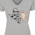 thumbnail image 4 of Inktastic Texas Home is Where the Heart is with Watercolor Floral Women's V-Neck T-Shirt, 4 of 5