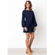 thumbnail image 5 of Vestido corto elegante de manga larga con cuello redondo y cintura con lazo para mujer, 5 of 8