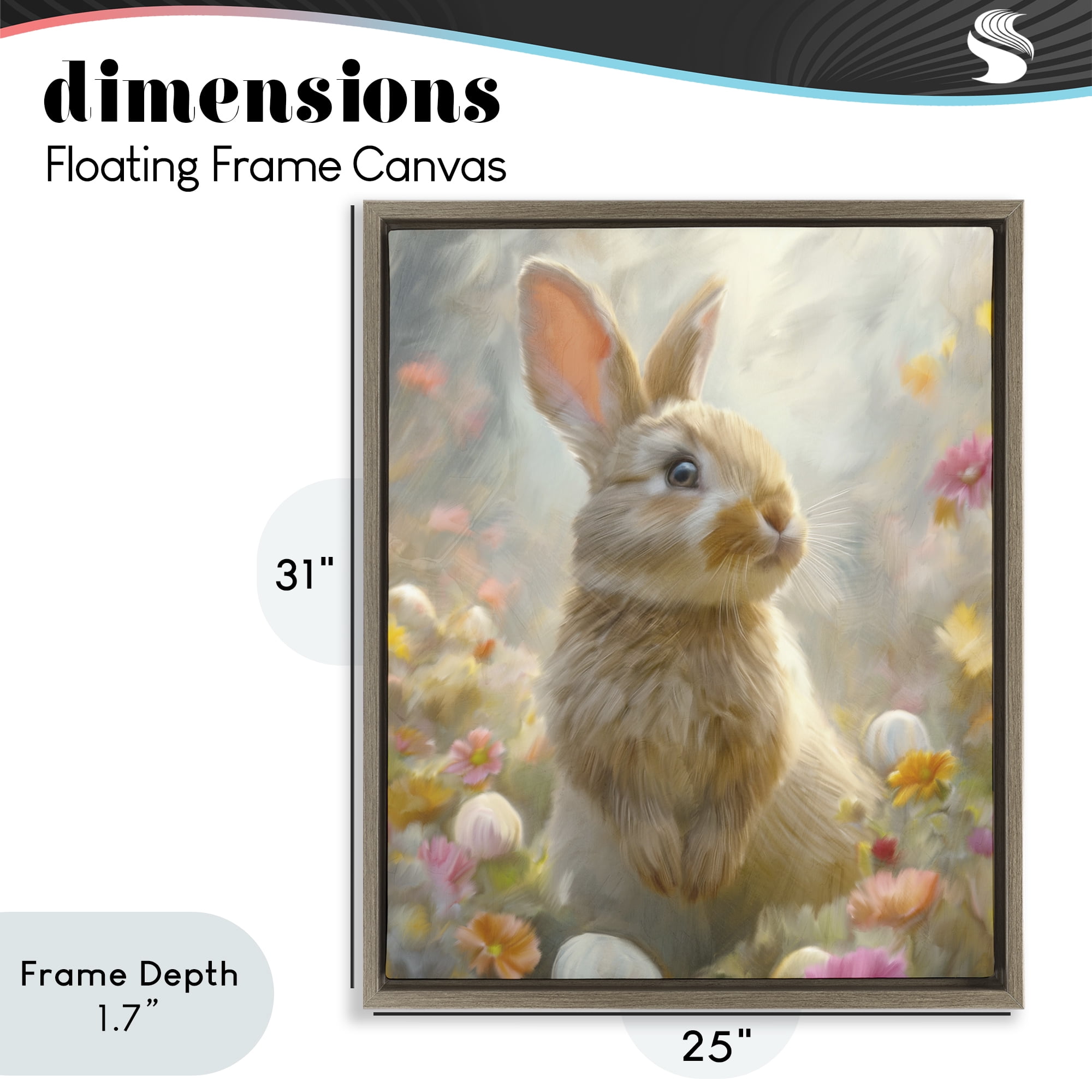 Stupell Industries Bunny Dreams Meadow Brown Framed Floater Canvas Wall Art, design by Kim Allen