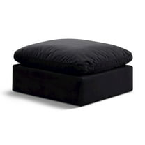 Meridian Furniture Indulge Contemporary Velvet Ottoman in Black