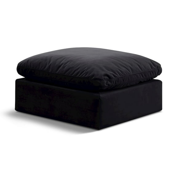 Meridian Furniture Indulge Contemporary Velvet Ottoman in Black