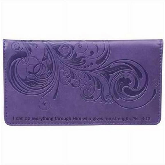 Christian Art Gifts Checkbook Cover I Can Do Everything Purple