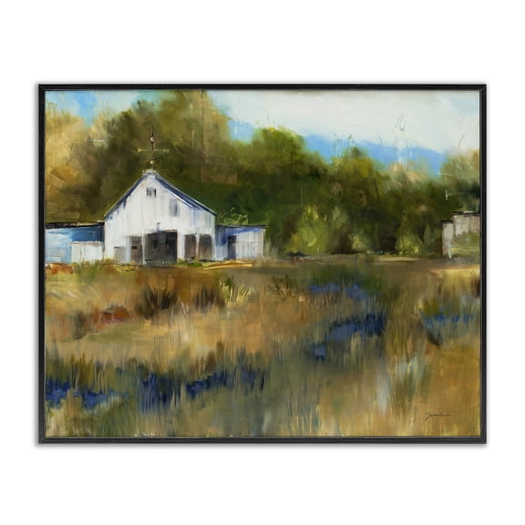 Stupell Industries Rustic Lodge White Farmhouse Landscape Rustic Black Framed Giclee Art, 14 x 11, by Liz Jardine