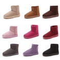 thumbnail image 3 of Botas de nieve de invierno para estudiantes femeninas, estilo coreano, cálidas, con forro polar, gruesas, planas, de algodón, botas de nieve de tubo corto de gamuza, 3 of 6
