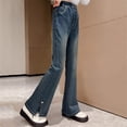 thumbnail image 2 of OSOLU Girls Jeans Flared Denim Pants Comfortable Stretch with Pocket Slim Fit Indoor Outdoor Activities Chic Travel Trousers, 2 of 7
