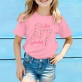 thumbnail image 2 of Youth Short Sleeve T-Shirt Everyday Casual Top with Graphic Print, Soft Round Neck Tee for Daily Wear and Play, Comfortable Shirt for Junior and Teens,Pink 130, 2 of 4