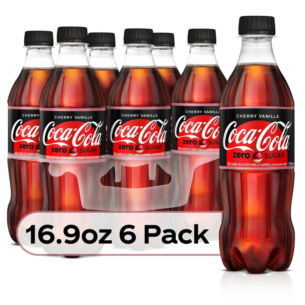 CocaCola Cherry Vanilla Zero Sugar Bottles, 16.9 fl oz, 6 Pack