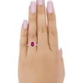thumbnail image 3 of beryl_creation 2.00 Ct Oval Cut Red Ruby Engagement Wedding ChristmasThanksgiving Halo Ring 14K White Gold Plated 925 Sterling Silver For Women's -9.5, 3 of 3