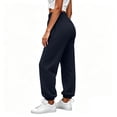 thumbnail image 5 of Women's Jogger Pants, Elastic Waist Solid Casual Pants with Side Pockets, Running Fitness Workout Wear, Womens Joggers | VerBelle,Black L, 5 of 8