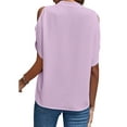 thumbnail image 2 of Frontwalk Women Blouse Off Shoulder Tops Short Sleeve Shirts Ladies Elegant Tunic Shirt V Neck Light Purple M, 2 of 3