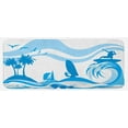 thumbnail image 1 of Aquatic Kitchen Mat, Surfer on Waves Water Sports Recreation Palms Sea Sailboats Summertime Holiday, Plush Decorative Kitchen Mat with Non Slip Backing, 47" X 19", Blue Pale Blue, by Ambesonne, 1 of 1