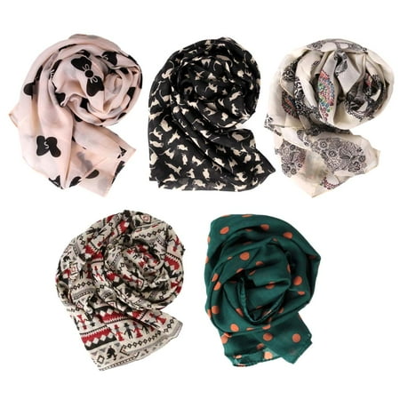 BMC Stylish 5pc Lightweight Summer Scarf Printed Collection- Various Designs