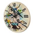 thumbnail image 3 of Designart 'Two Tit Birds Sitting Near The Nest With Eggs and White Flowers II' Traditional Wood Wall Clock, 3 of 5