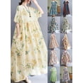 thumbnail image 3 of Vestido suelto de mujer con bolsillos Vestido de playa informal de manga corta con estampado vint MABOTO Vestido, 3 of 7
