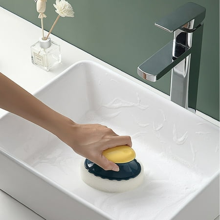 

ociviesr Cleaning Brush Household Kitchen Tile Brush With Handle Kitchen Brush Pot Cleaning Brush pp sponge