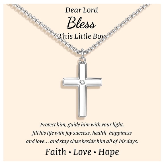 VNOX Cross Chain Necklace for Women Gifts : Minimal Stainless Steel Silver Crucifix Cross Pendant Jewelry for Women from Mom Dad Graduation Anniversary Birthday Gift with Gift Card