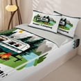 thumbnail image 3 of Erosebridal Cartoon Camper Pattern Zipper Full Size Comforter Sets with Fitted Sheet and 2 Pillowcases,Happy Camping Zipper Bedding Set,Green Red,Grey Reversible, 3 of 6