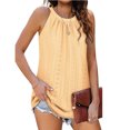 thumbnail image 1 of Camiseta sin mangas plisada con cuello redondo, cuello redondo, color liso, sin mangas, plisada, para mujer, verano, 1 of 5